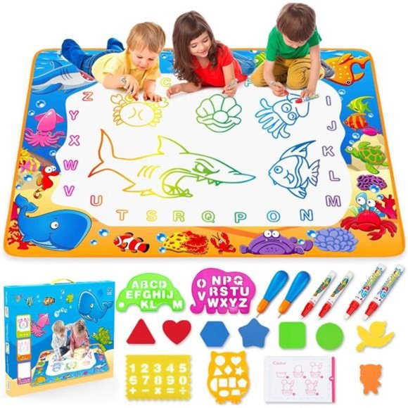 Water Doodle Mat - Kids Painting Writing Color Doodle Drawing Mat Toy Magic Pens - Picture 1 of 6